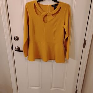 Mustard Long Sleeve Peplum Top Size 14/16